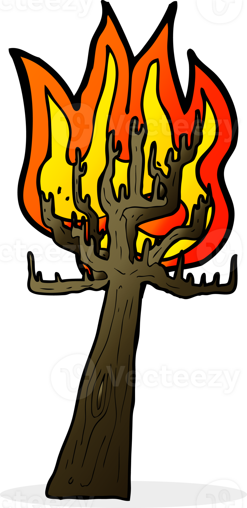 cartoon tree on fire 39880110 PNG