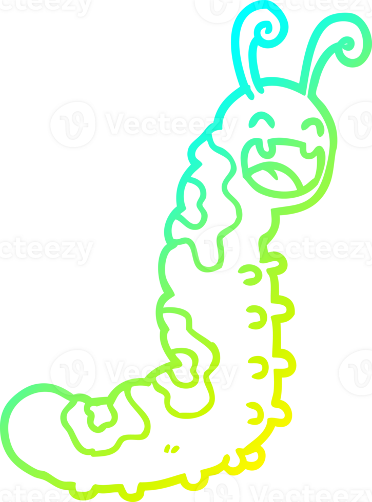 cold gradient line drawing funny cartoon caterpillar png