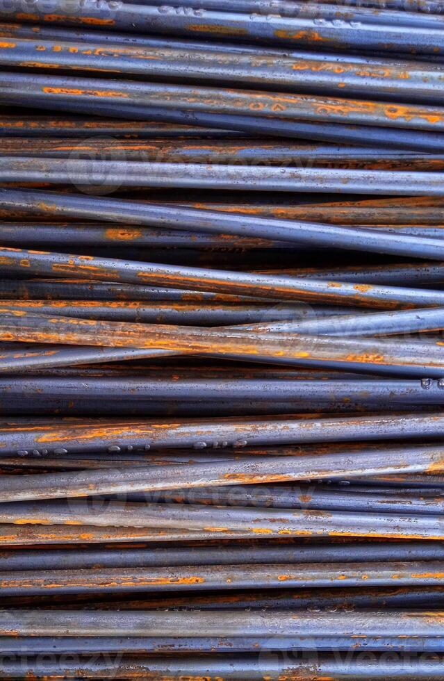 close up steel bar or steel reinforcement bar in the construction site photo