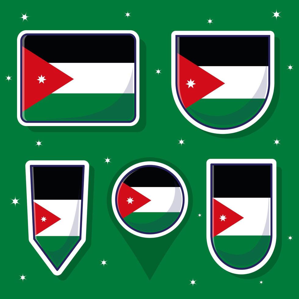 Jordan national flag cartoon vector illustration bundle packs