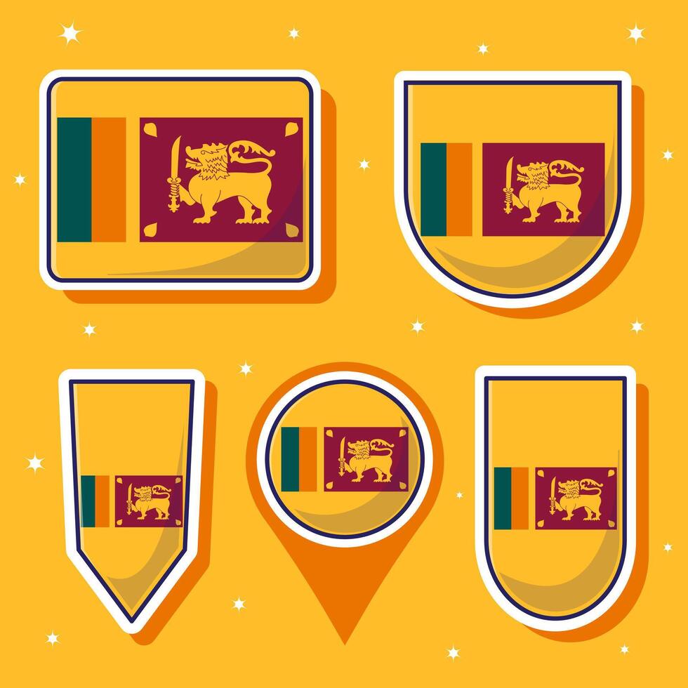 Sri Lanka national flag cartoon vector illustration bundle packs