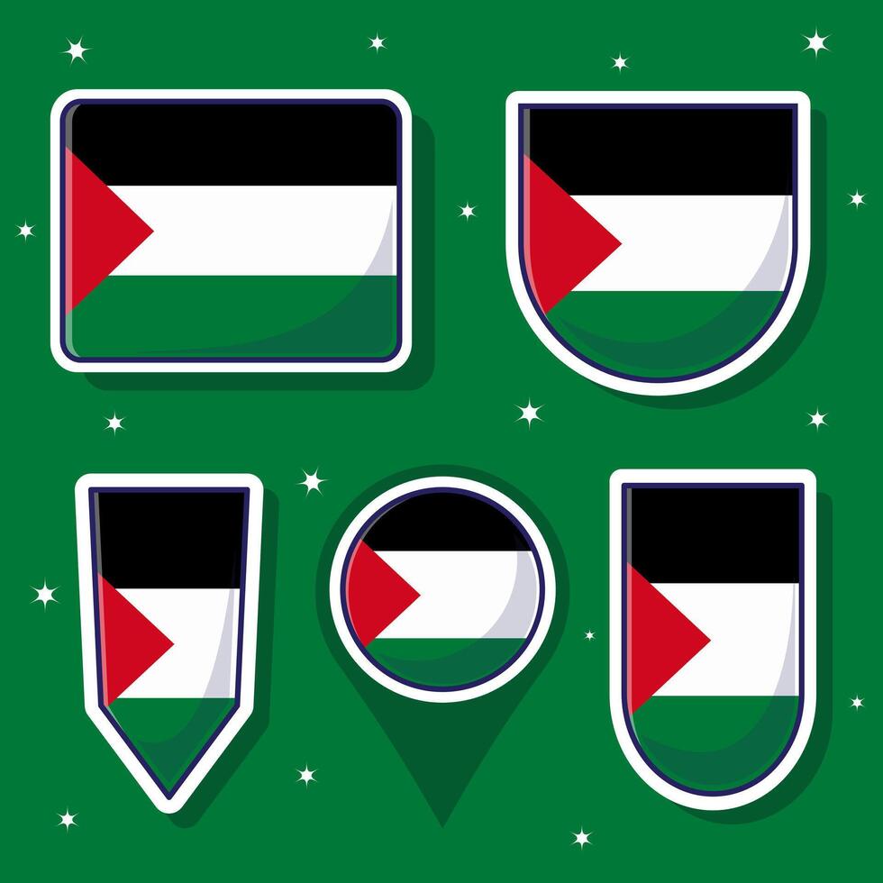 Palestine national flag cartoon vector illustration bundle packs