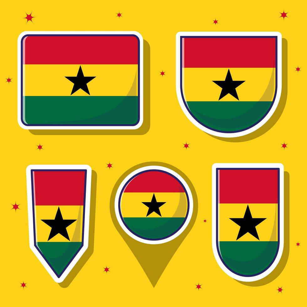 Ghana national flag cartoon vector illustration icon mascot bundle packs
