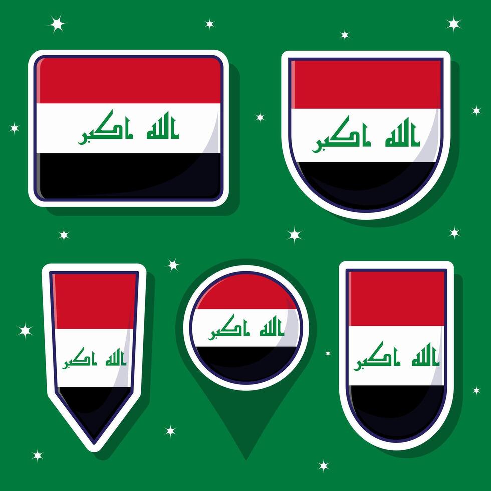 Iraq national flag cartoon vector illustration bundle packs