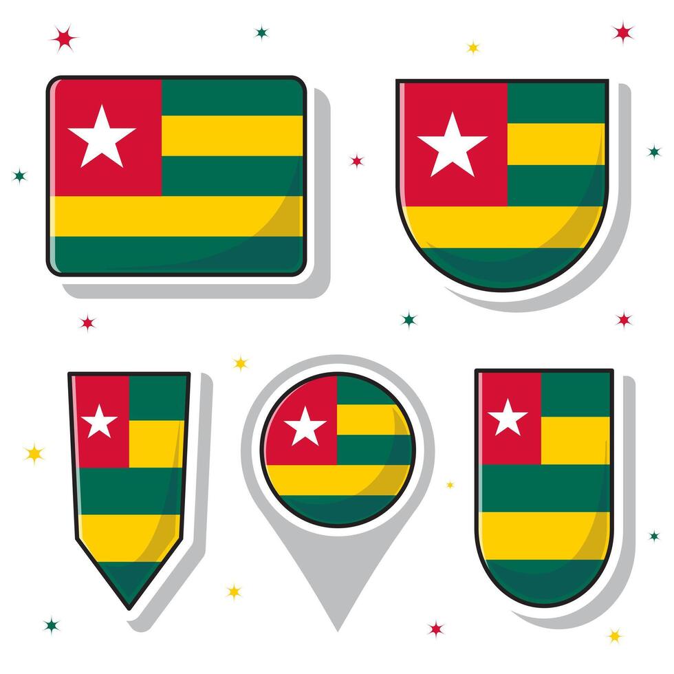 Togo national flag cartoon vector illustration icon mascot bundle packs