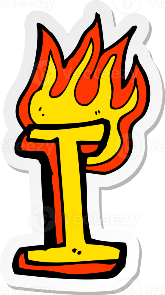 sticker of a cartoon flaming letter png
