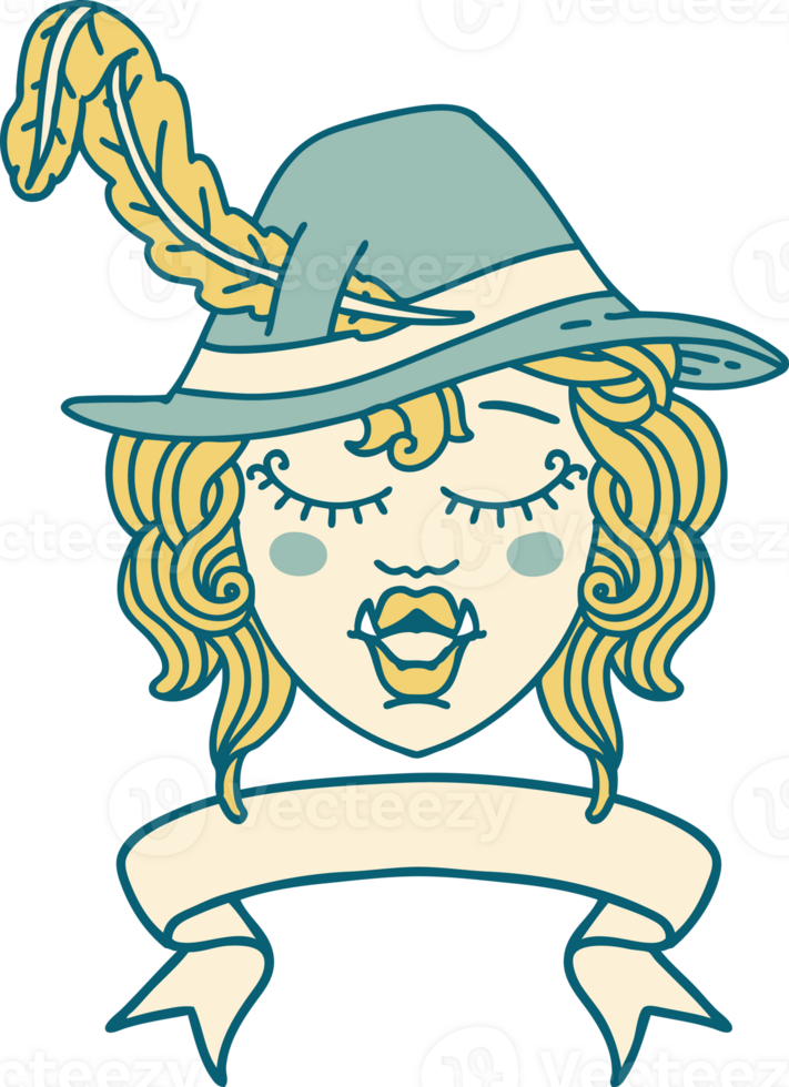 singing half orc bard character with banner illustration png
