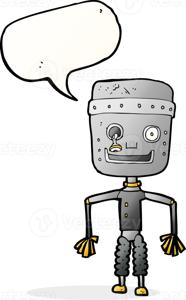 cartoon old robot with speech bubble png