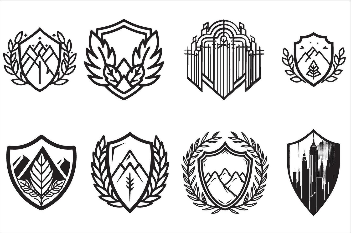 Heraldic shield, Vintage shield with various elements on a white background vector