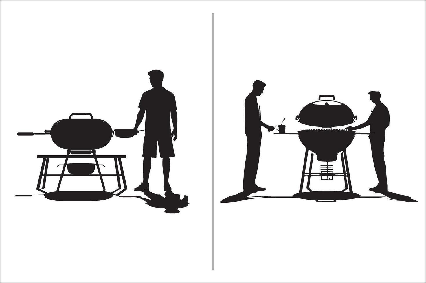 barbacoa y parrilla relacionado silueta vector