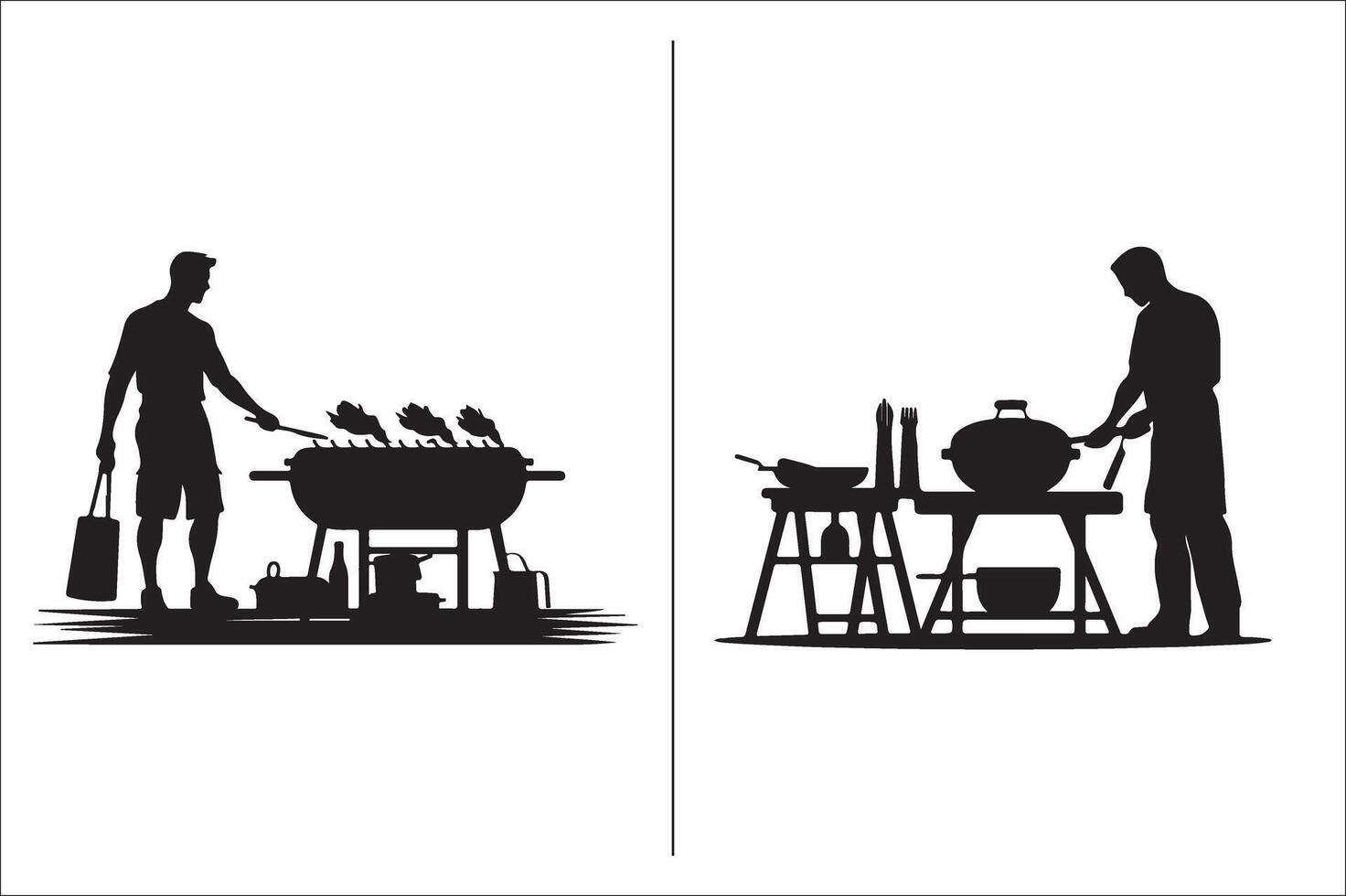 Bbq and grill related Silhouette Vector