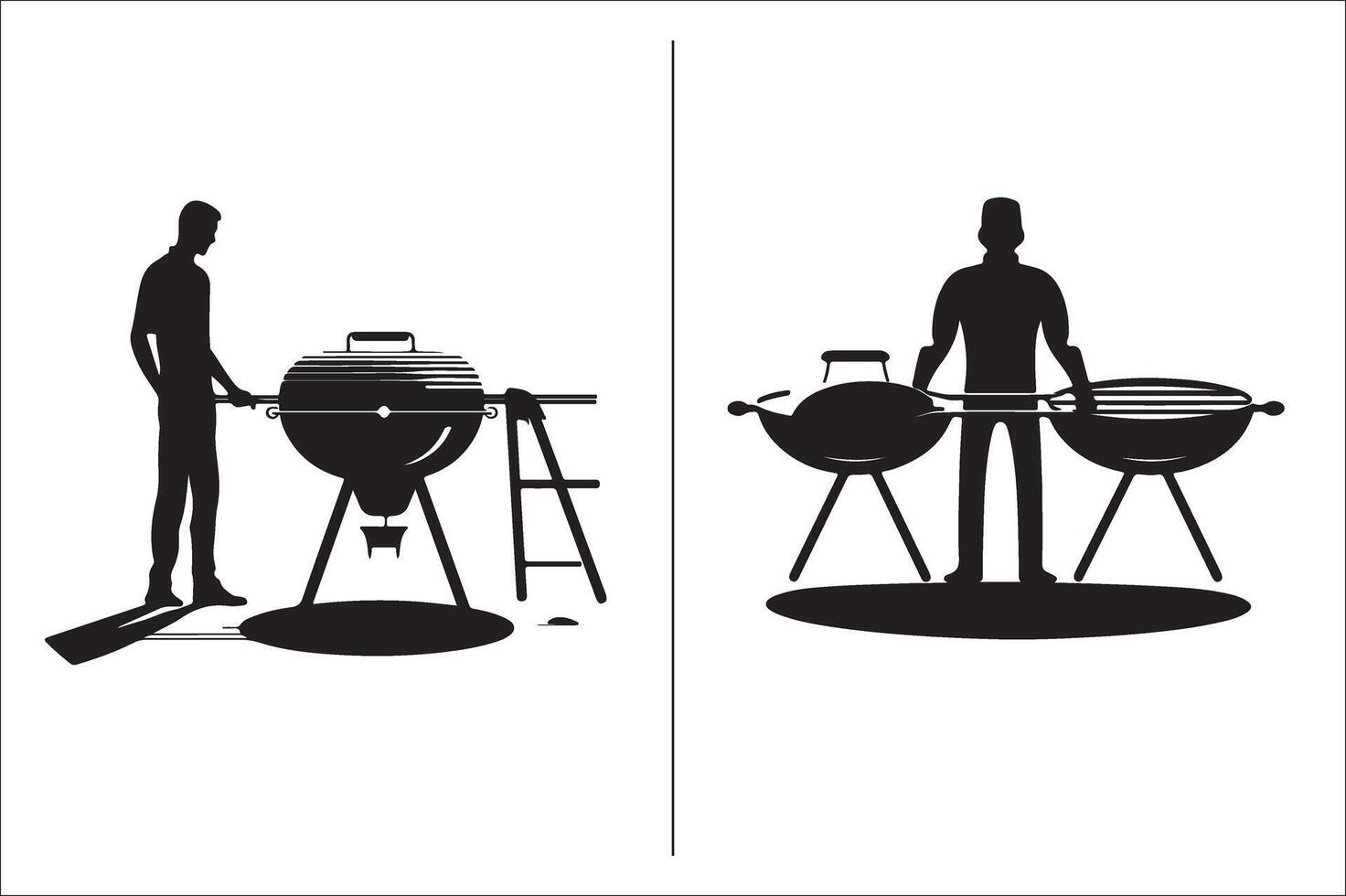 barbacoa y parrilla relacionado silueta vector