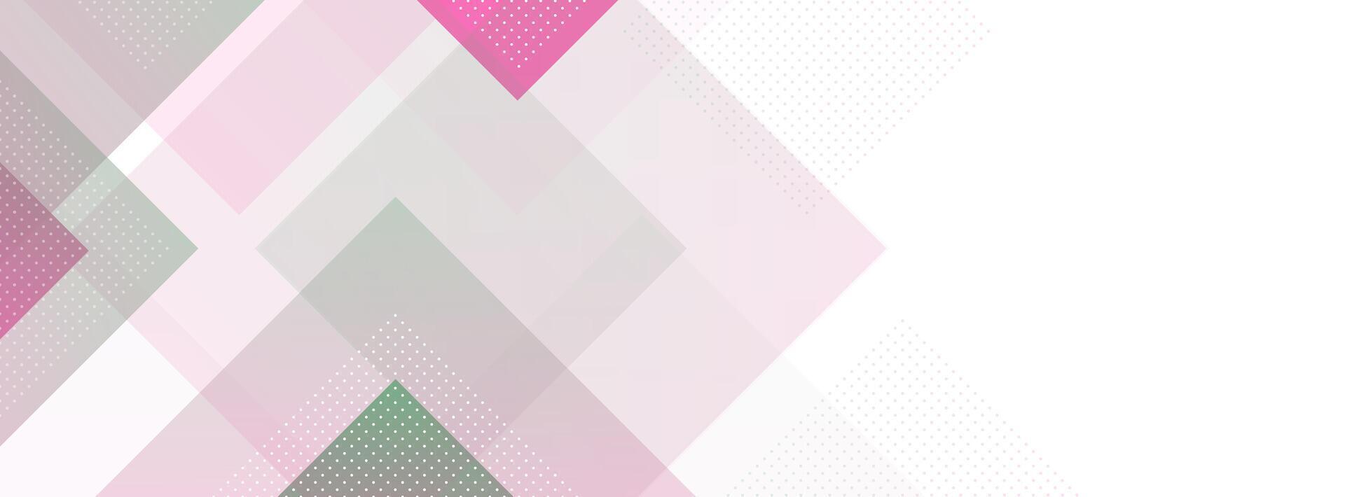 Geometric banner backgorund template, transparent, pink and green gradient, memphis vector