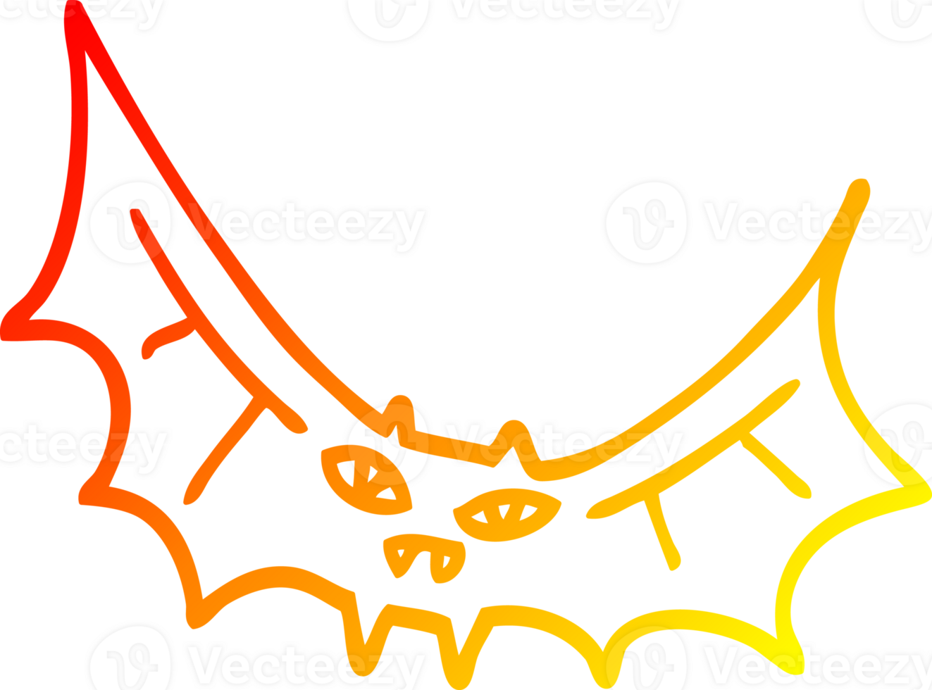 warm gradient line drawing cartoon bat png