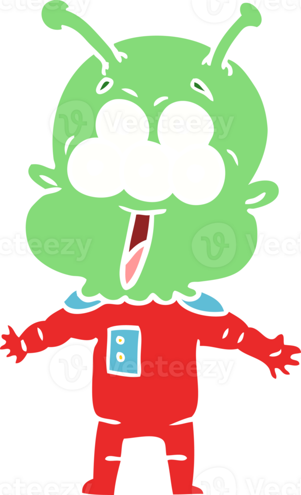 happy flat color style cartoon alien png
