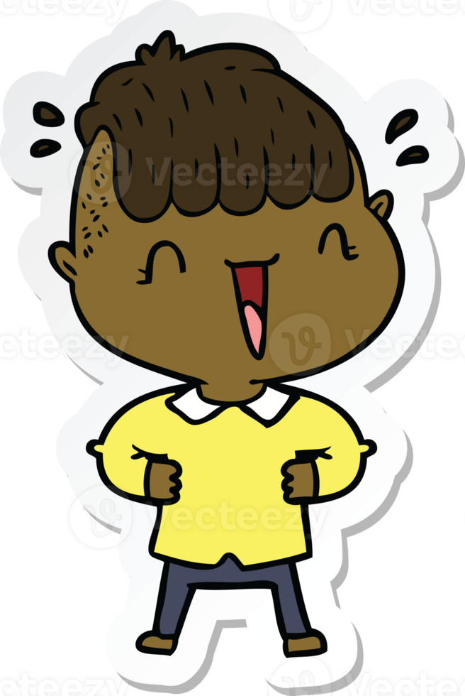 sticker of a cartoon happy boy surprised png