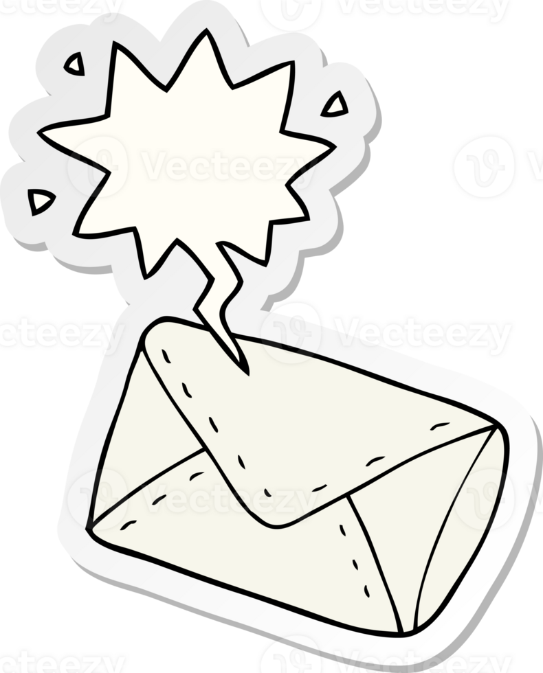 cartoon envelope and speech bubble sticker png
