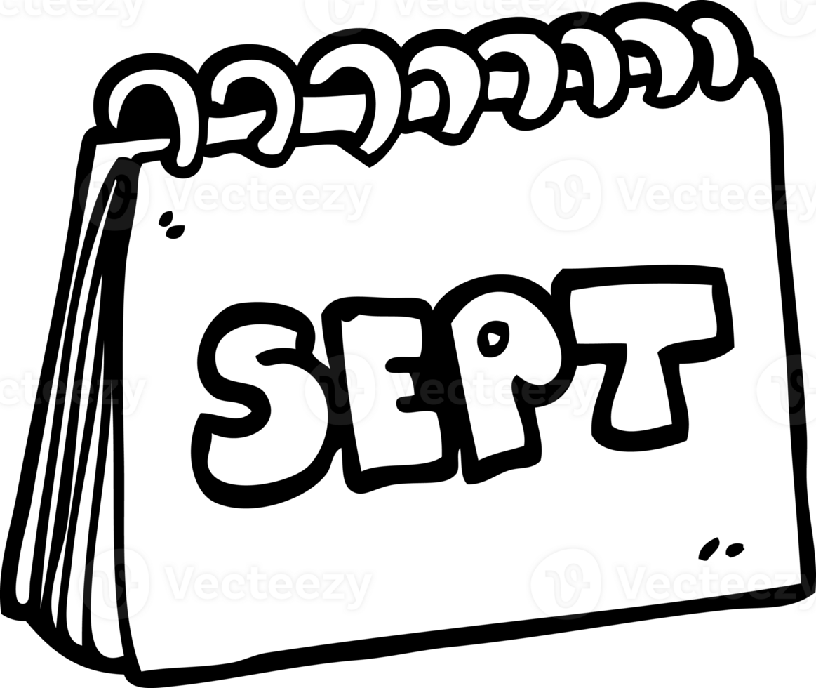 calendário de desenhos animados de desenho de linha mostrando o mês de setembro png
