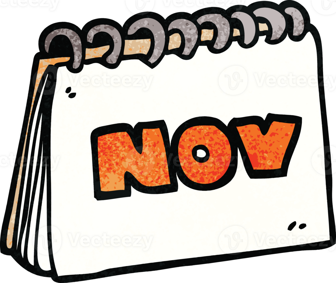 cartoon doodle calendar showing month of november png