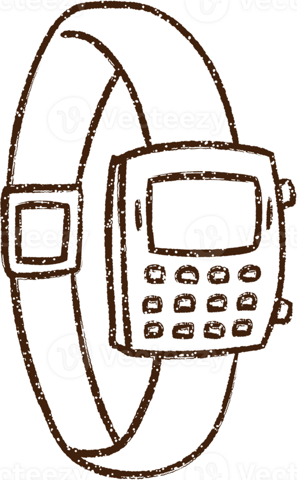 Digital Wristwatch Charcoal Drawing png