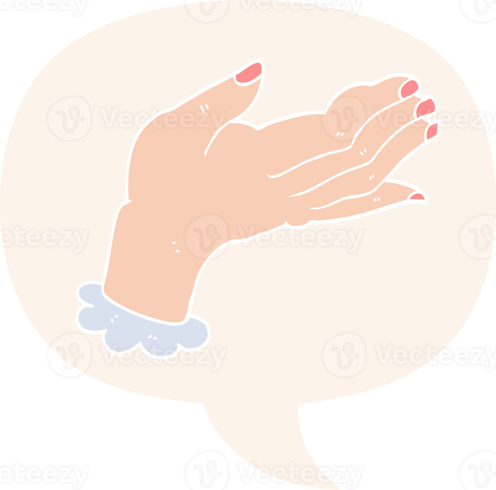 cartoon hand and speech bubble in retro style png