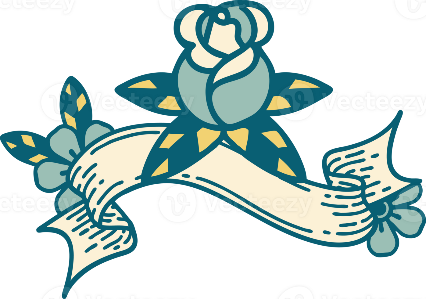 tattoo with banner of a single rose png
