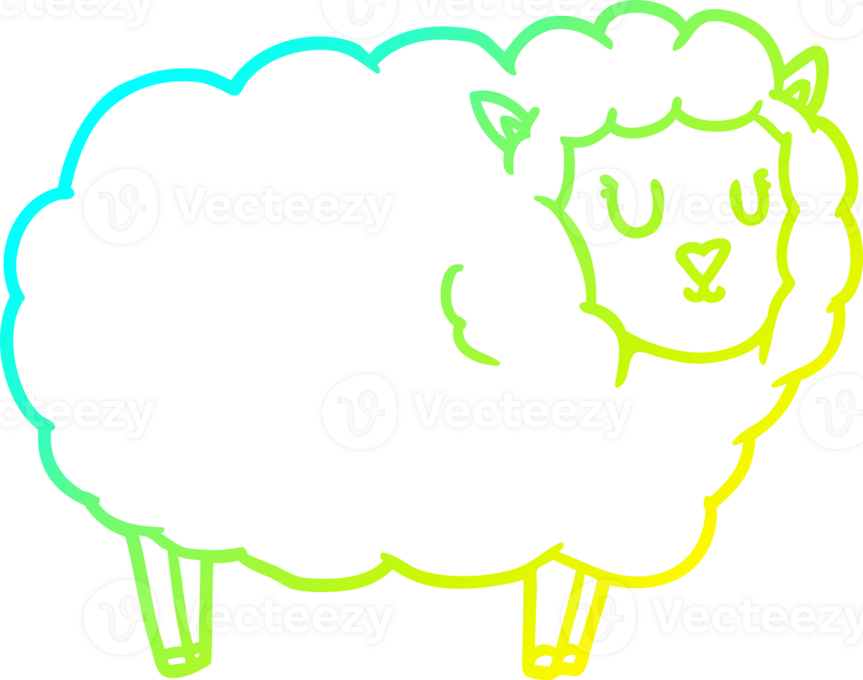 cold gradient line drawing cartoon sheep png