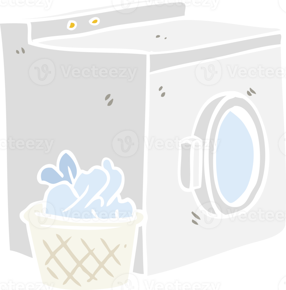 flat color style cartoon washing machine and laundry png