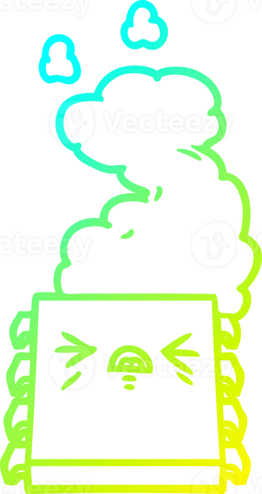 cold gradient line drawing cartoon overheating computer chip png