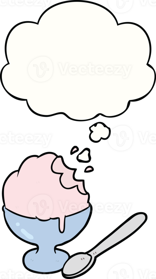 cartoon ice cream dessert and thought bubble png