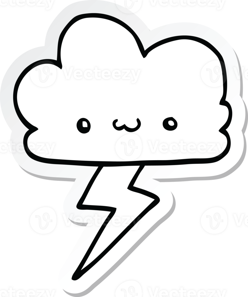 sticker of a cartoon storm cloud png