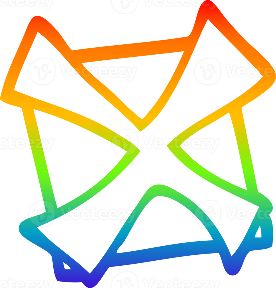 rainbow gradient line drawing cartoon cross mark png