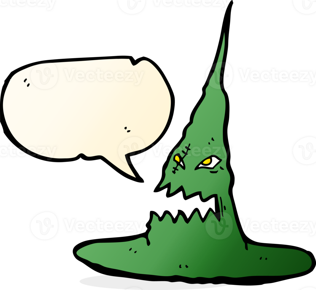 cartoon spooky witches hat with speech bubble png