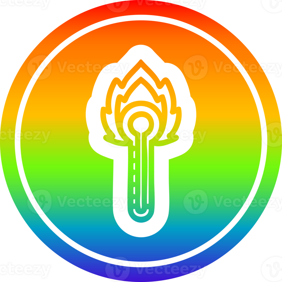 flaming thermometer circular in rainbow spectrum png