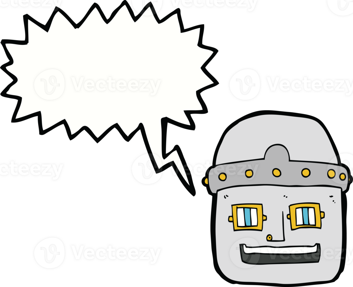 cartoon robot head with speech bubble png