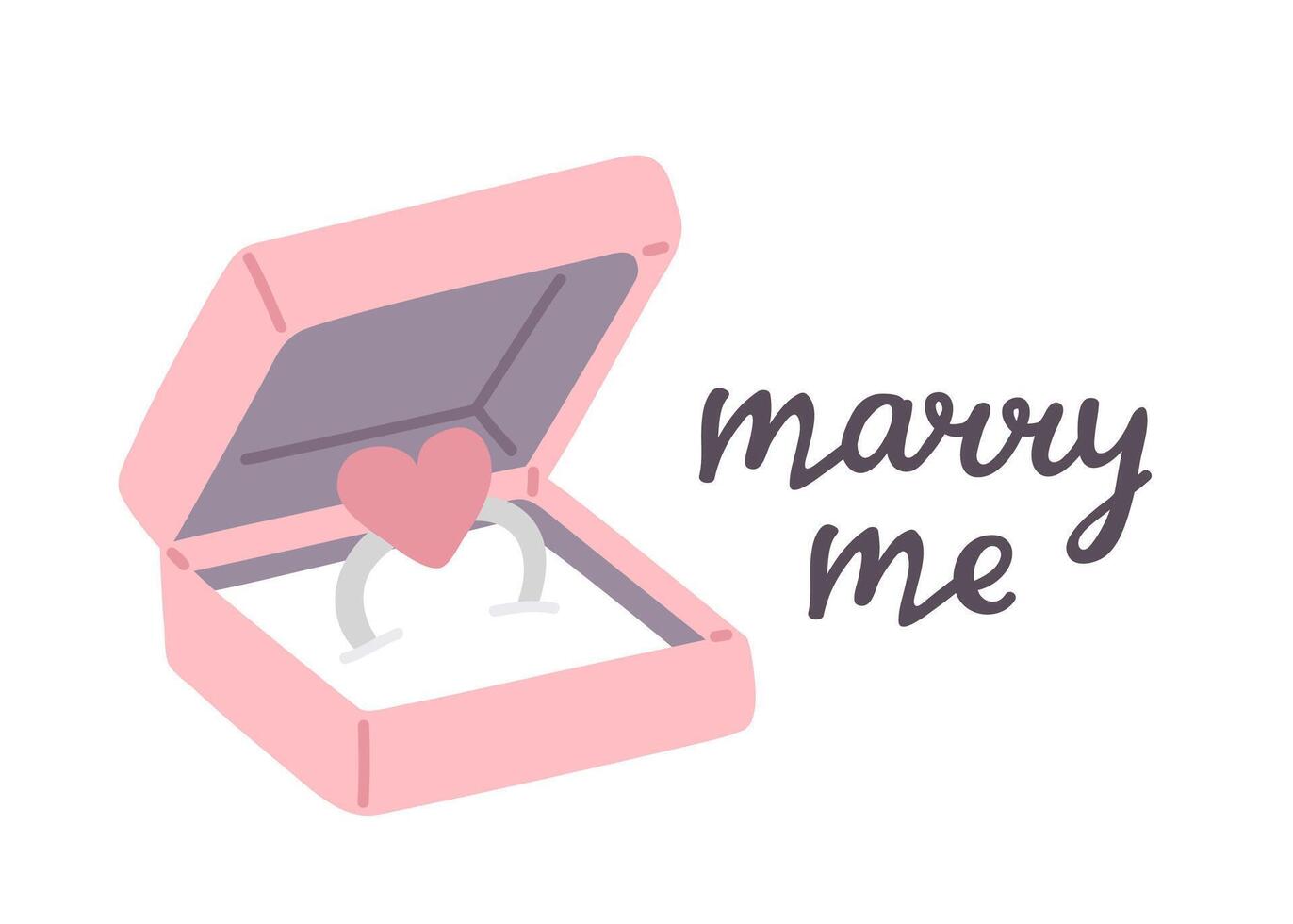 doodle ring and marry me text vector