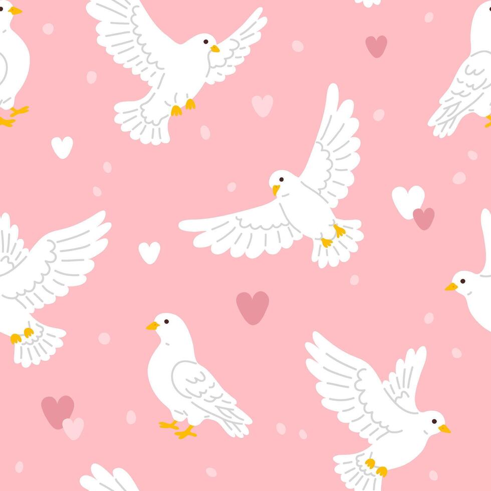 pattern with white doves vector