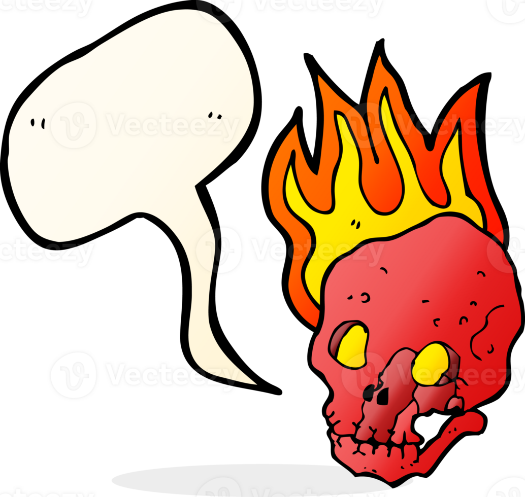 cartoon flaming skull with speech bubble png