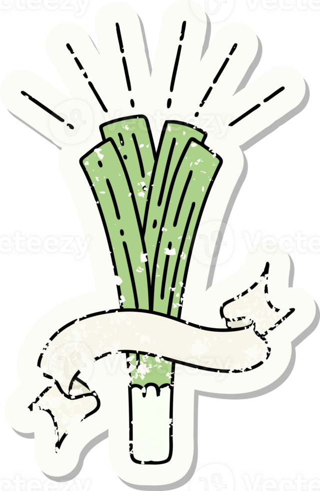 grunge sticker of tattoo style leek png