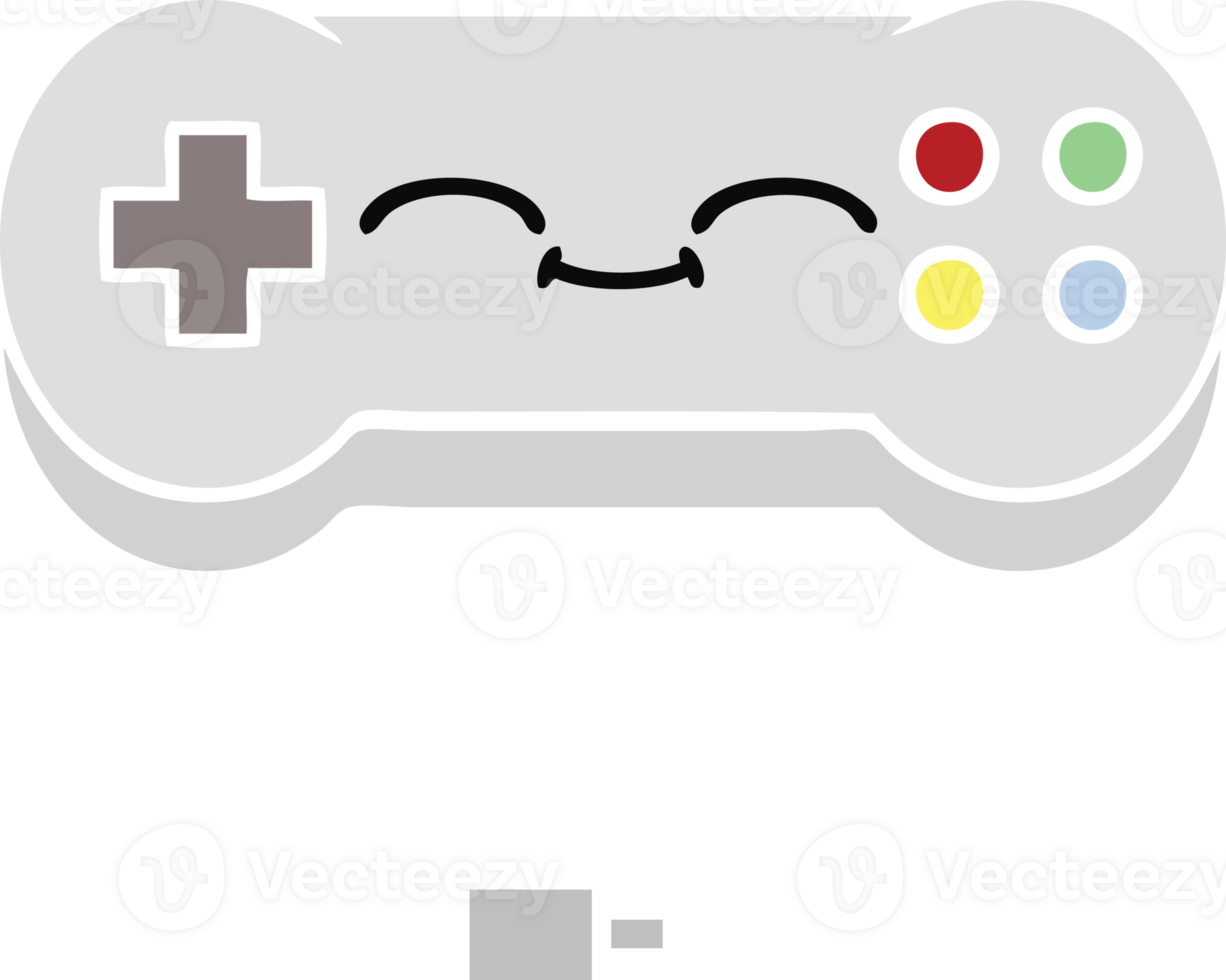 flat color retro cartoon game controller png