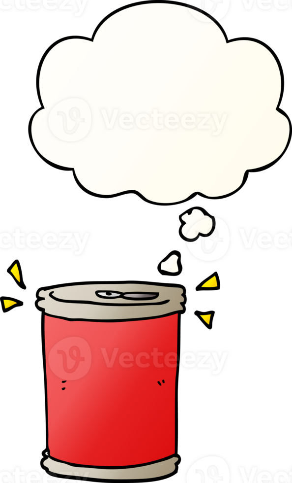cartoon soda can and thought bubble in smooth gradient style png