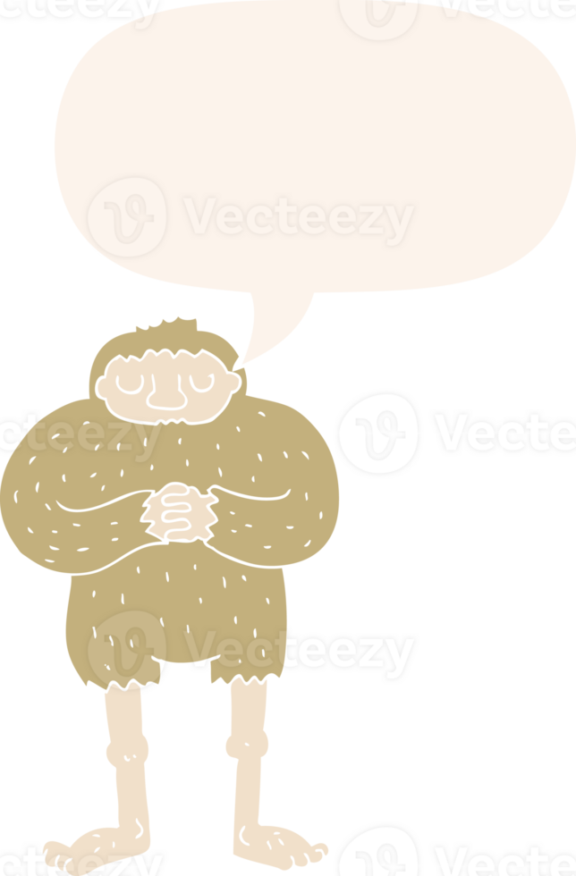 cartoon bigfoot and speech bubble in retro style png