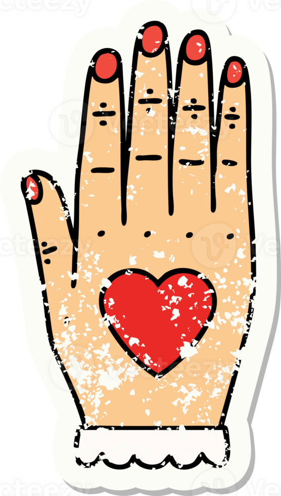 traditional distressed sticker tattoo of a hand png
