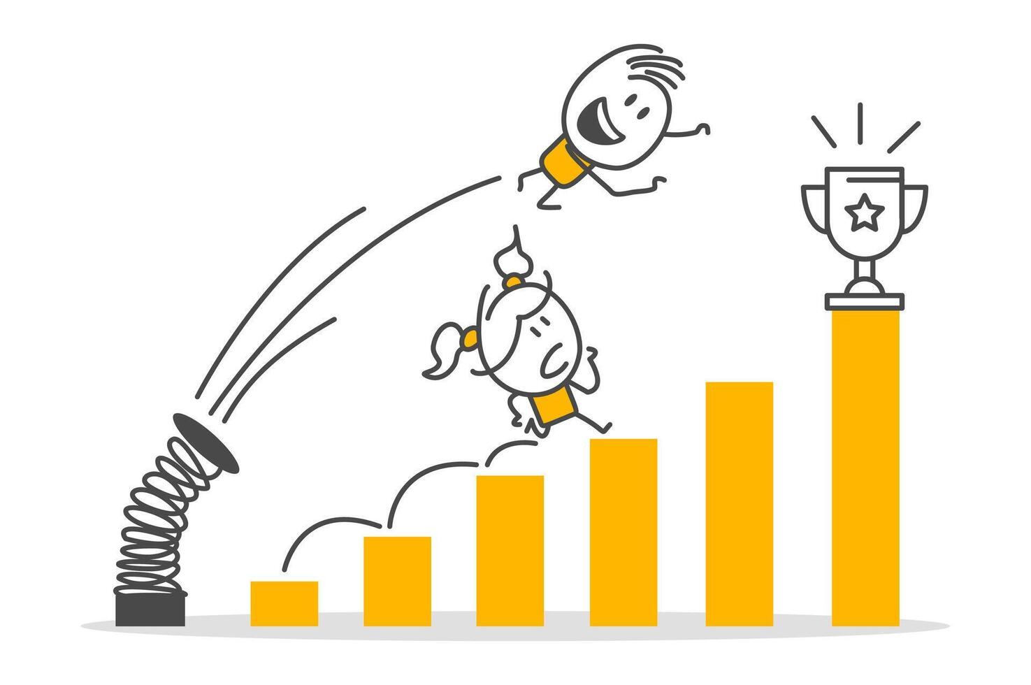 Stick figures. Boost up business growth, improvement, career path or job promote to higher position concept. vector