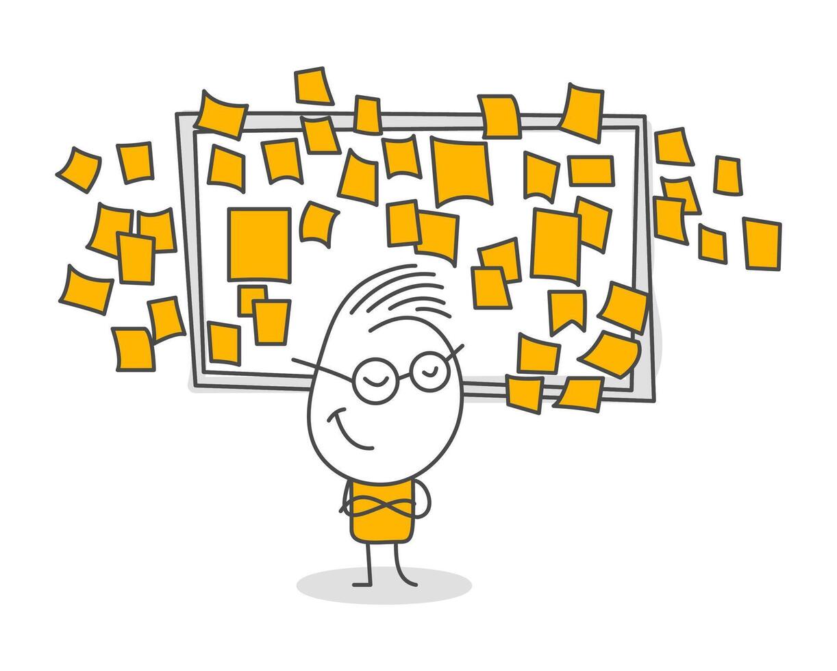 Stick figures. Office people. Hand drawn doodle line art cartoon design character. vector