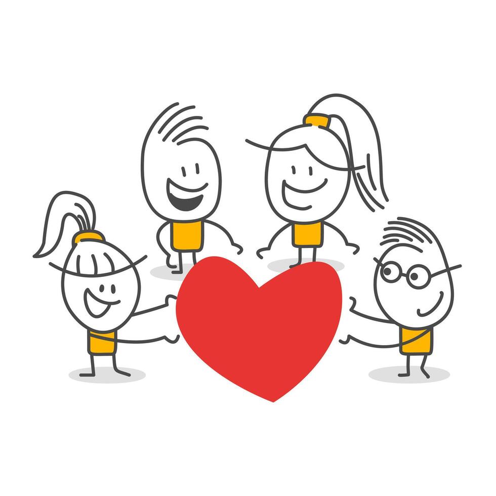 Stick figures. Teamwork. Hand drawn doodle line art cartoon design character. vector