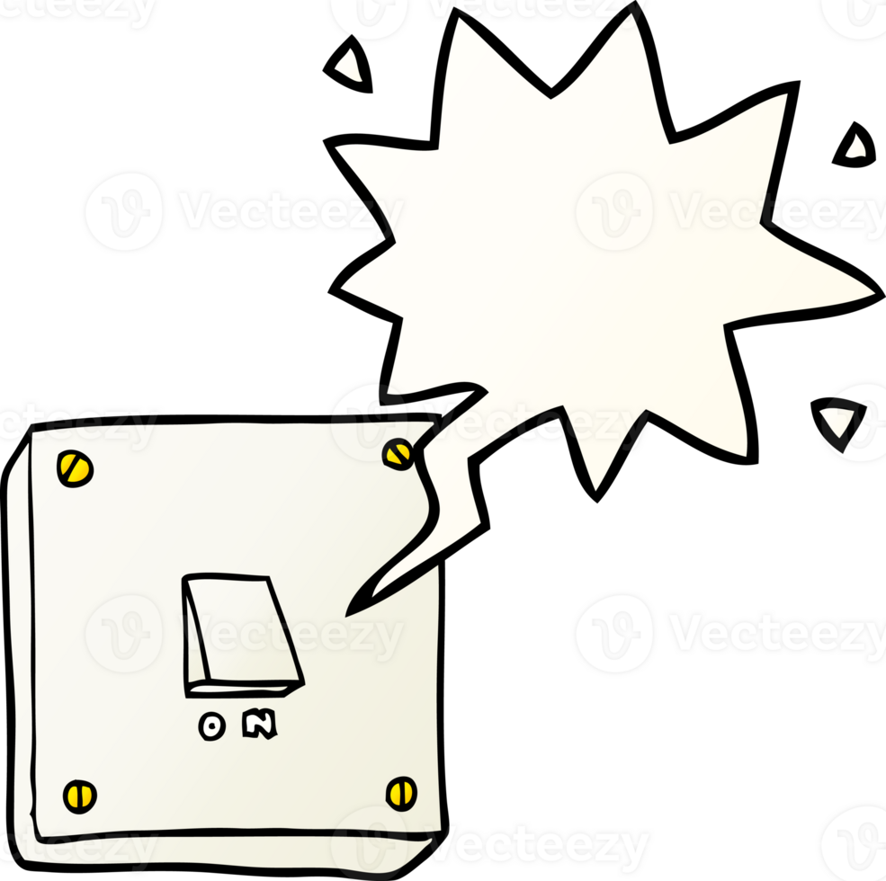 cartoon light switch and speech bubble in smooth gradient style png