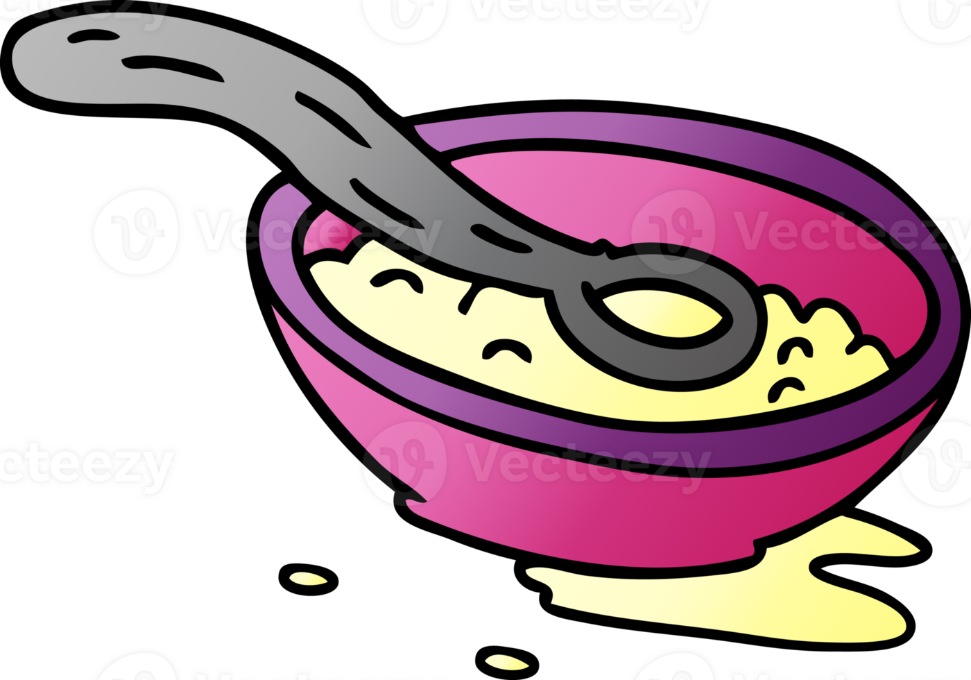 gradient cartoon doodle of a cereal bowl png