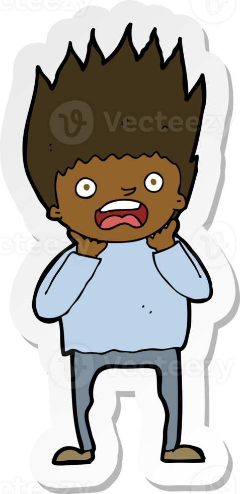 sticker of a cartoon man panicking png