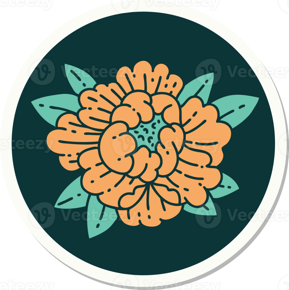 tattoo style sticker of a blooming flower png